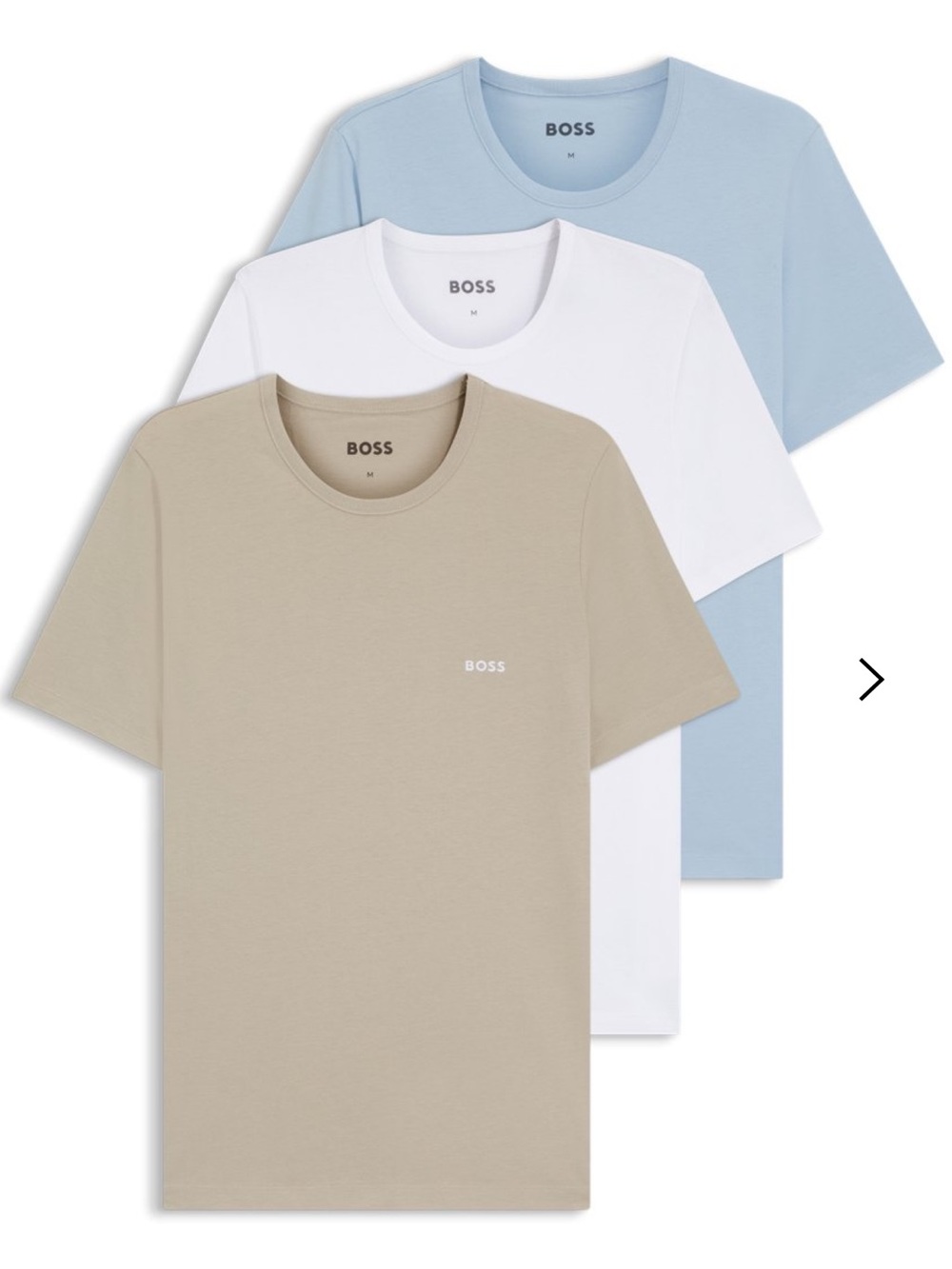 BOSS THREE-PACK OF COTTON T-SHIRTS WITH LOGO EMBROIDERY Sand, White & Light Blue